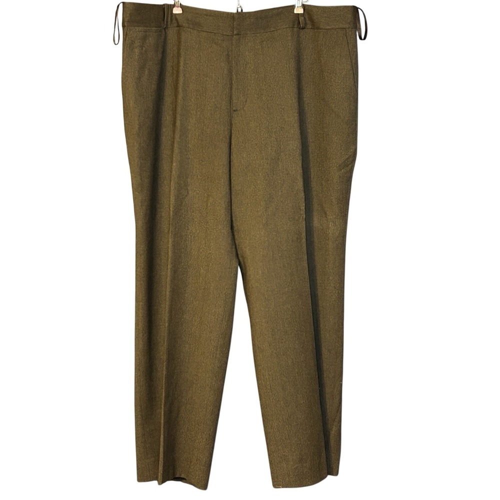 Lauren Ralph Lauren Womens Wool Tweed Pleated Trousers Brown Vintage Style High